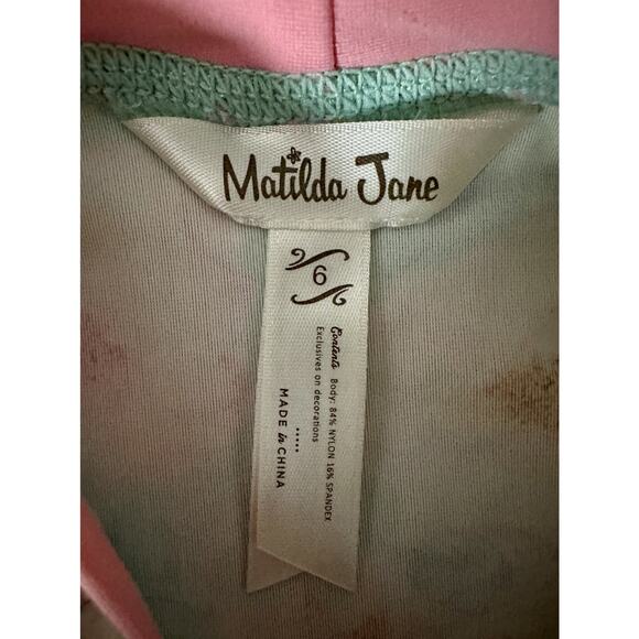 Matilda Jane The Adventure Begins Riding The Waves Floral Green Pink Rash Guard - Picture 5 of 7